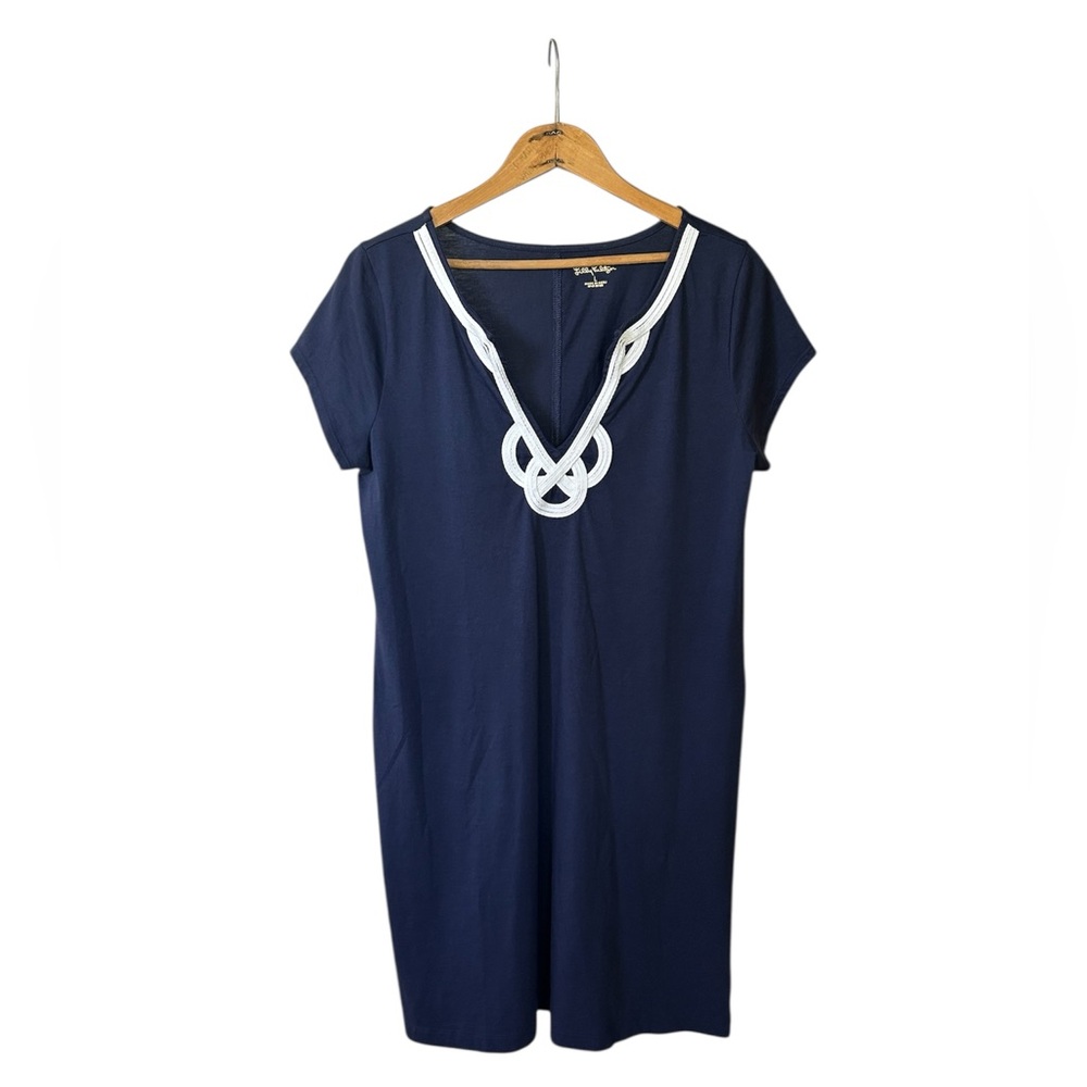 Lilly Pulitzer | Women’s ‘True Navy’ Pima Cotton Brewster Tee Shirt Dress Size L - Picture 3 of 16